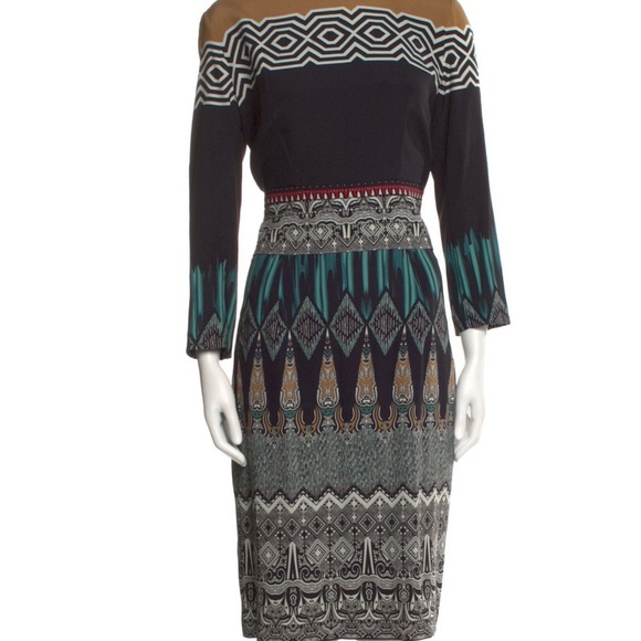 Etro Geometric Patterned Dress - Black, Green, Brown - Picture 1 of 5